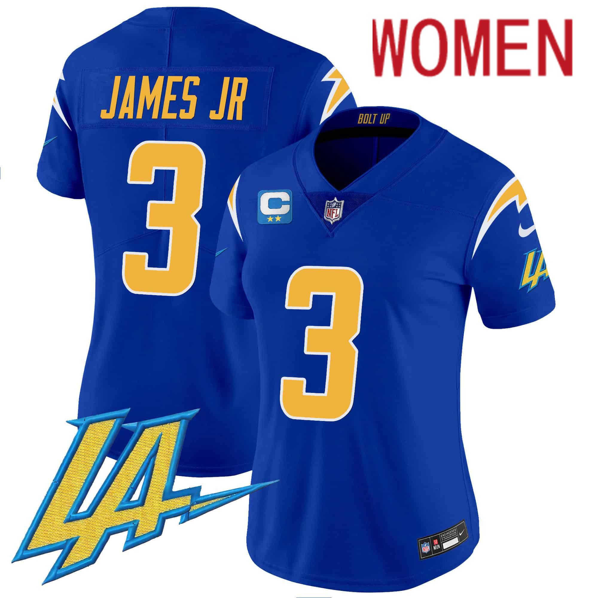 Women Los Angeles Chargers #3 James jr Blue 2024 Nike Vapor Limited NFL Jersey->women nfl jersey->Women Jersey